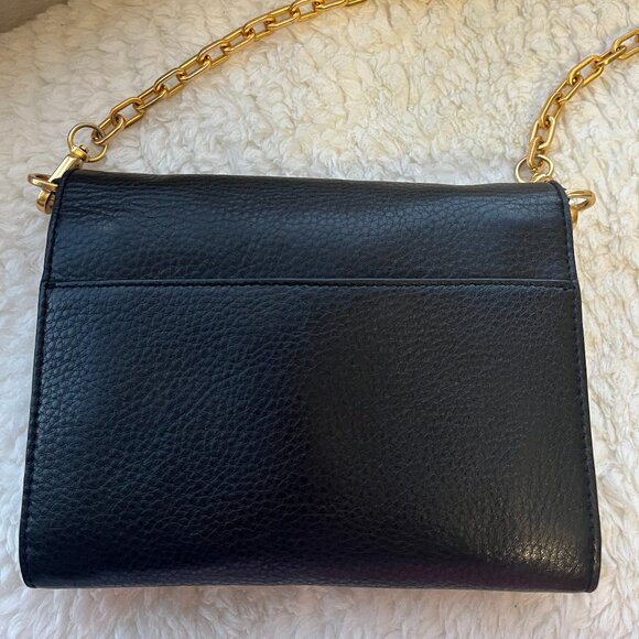 Tory Burch Black Leather Crossbody Bag | Removable Gold Chain and Leather Strap - Picture 7 of 7
